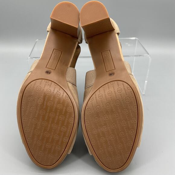 NEW Giani Bernini Women’s Averiel Leather Open Toe Pumps Beige Size 9.5M - Picture 10 of 12